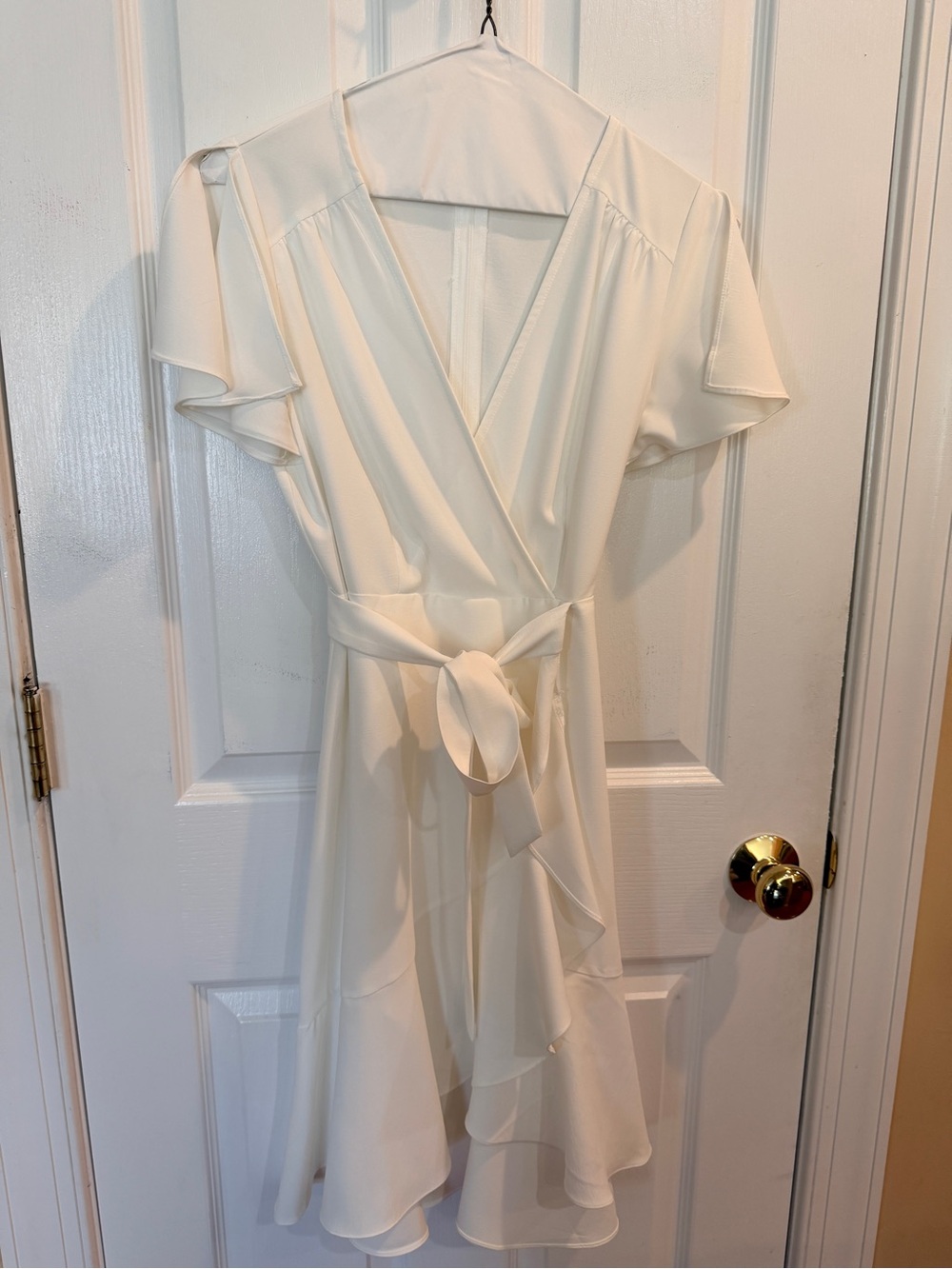 Women’s Altar'd State Cream Wrap Dress with Ruffle Hem Size Small